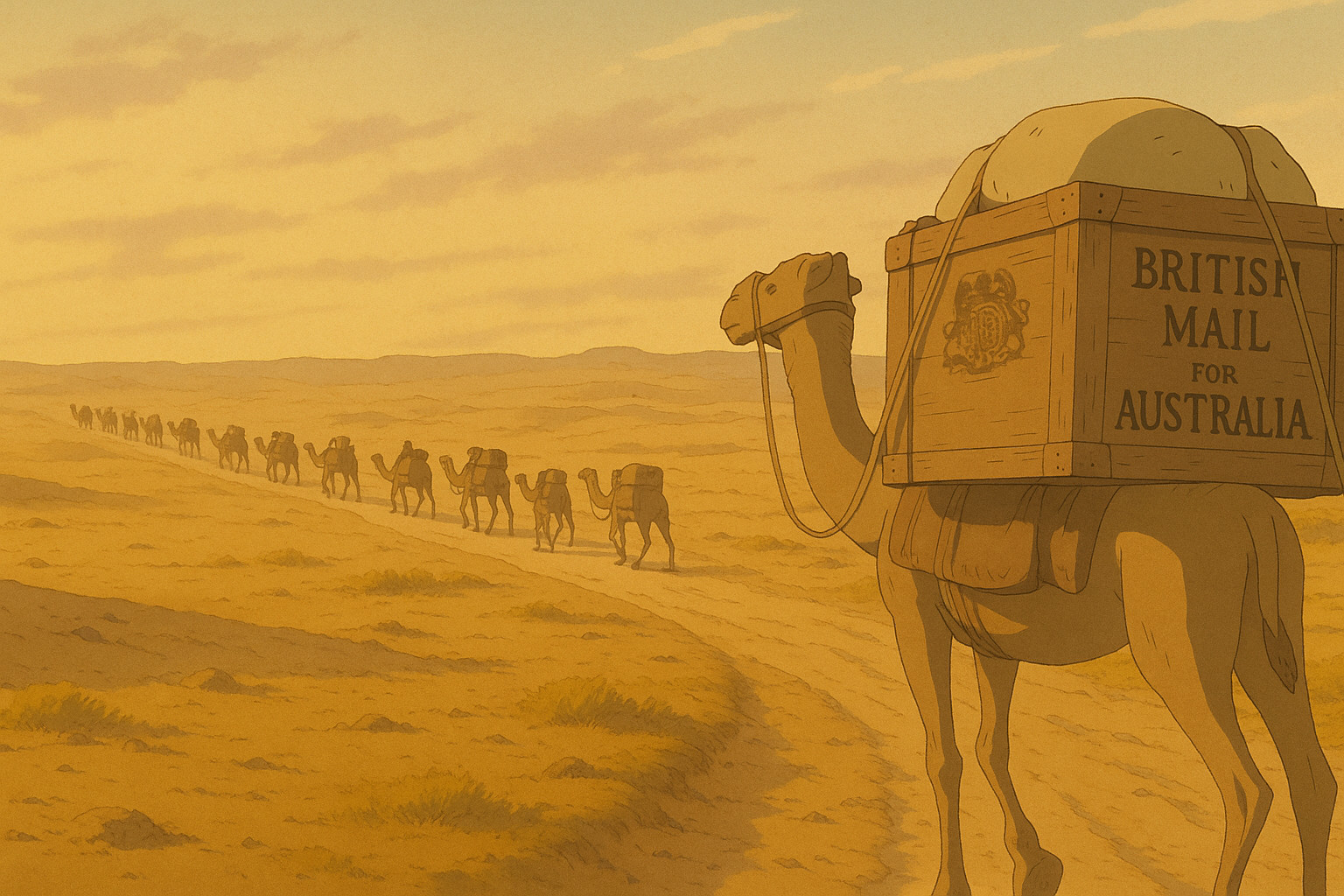 Camel Caravan in the Desert